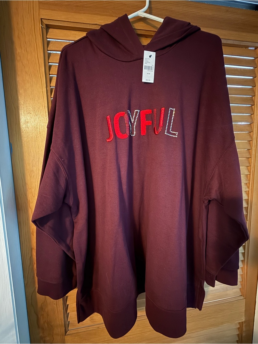 Lane Bryant Maroon "Joyful" Embellished Hoodie
